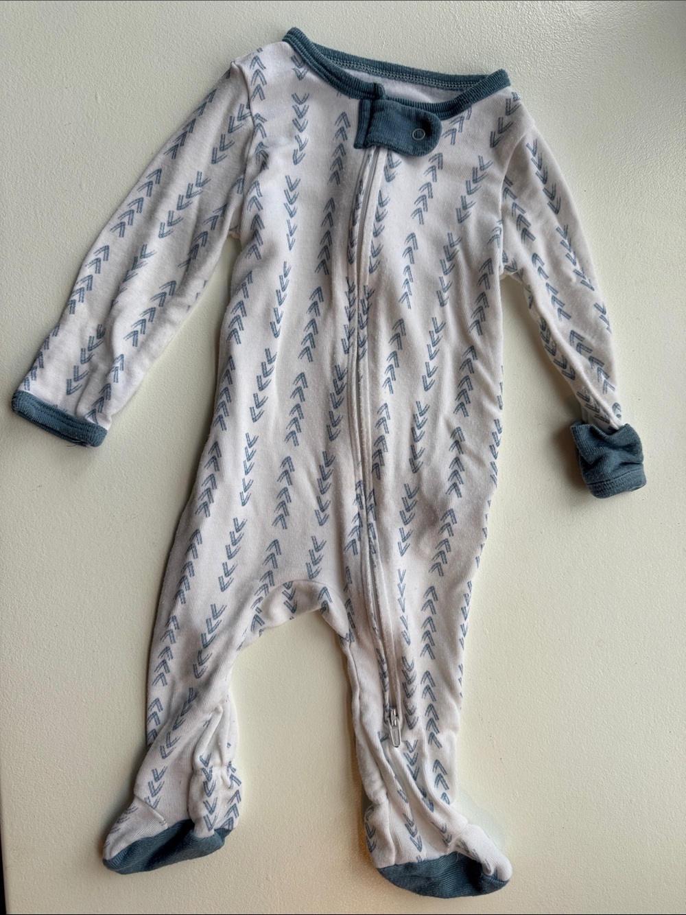 Cloud Island Printed Blue and White Footed One-Piece